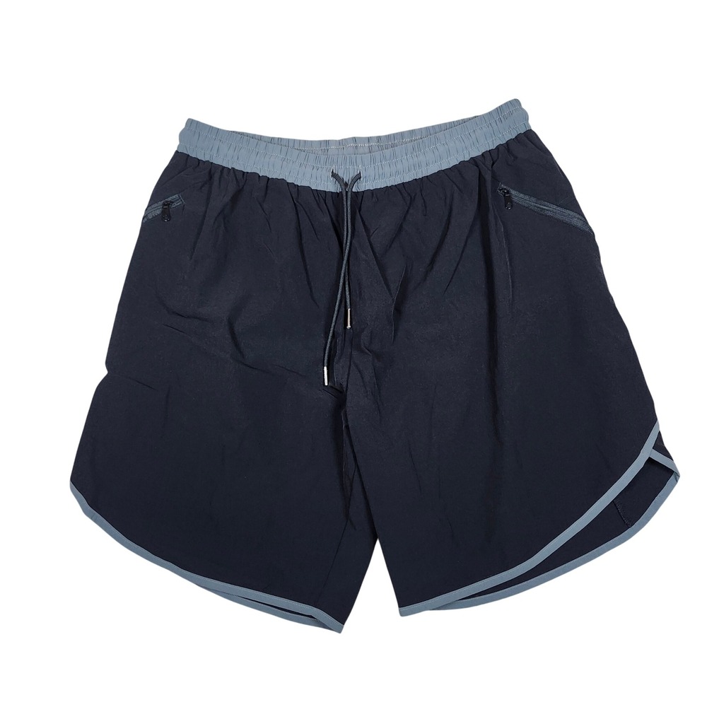 Coofandy‎ Athletic Shorts Black Gray Nylon Spandex Zipper Pockets Workout XL